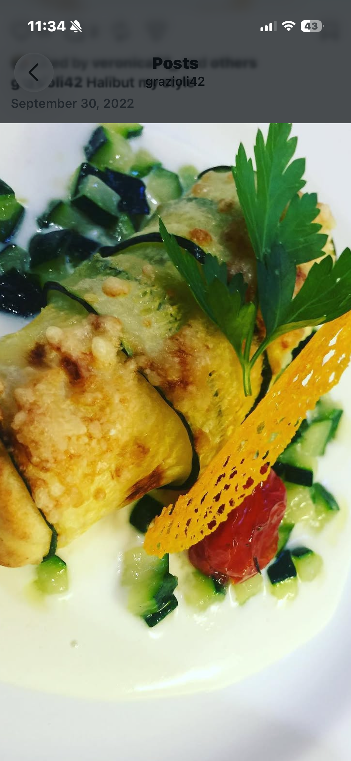 Halibut with zucchini, parmesan crust and citrus